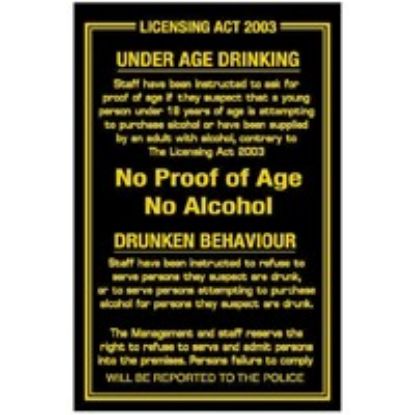 Picture of LICENSING ACT 2003 280X170MM BLACK ON GOLD