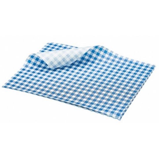 Picture of GINGHAM PRINT GREASEPROOF PAPER 25X20cm BLUE (1000)