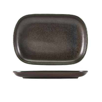 Picture of TERRA PORCELAIN CINDER BLACK RECTANGULAR PLATE 34.5 x 23.5CM (6)