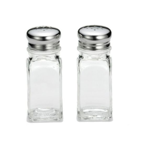 Picture of SALT/PEPPER SHAKER 2oz GLASS & CHROME NOSTALGIC