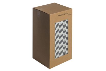 Picture of BLACK AND WHITE BIODEGRADABLE PAPER STRAWS 8" (PACK OF 250)