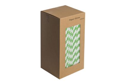 Picture of DARK GREEN AND WHITE BIODEGRADABLE PAPER STRAWS 8" (PACK OF 250)