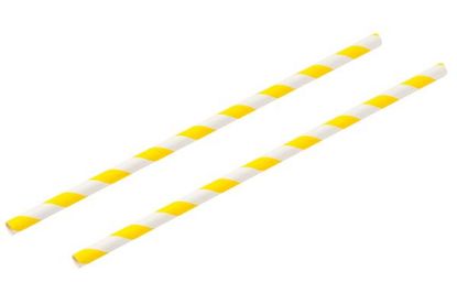Picture of YELLOW STRIPE PAPER BIODEGRADABLE STRAWS 8" (PACK OF 250)