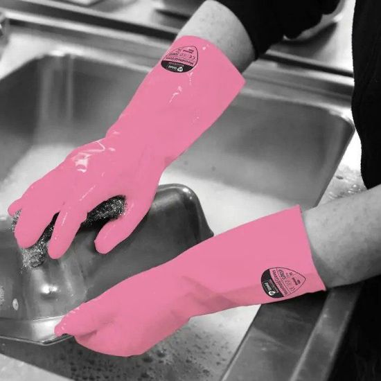 Picture of HOUSEHOLD GLOVES PINK LARGE (PACK OF 12)