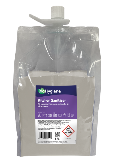 Picture of BIO HYGIENE KITCHEN SANITISER DOSING POUCH 1.5L (CASE OF 2)