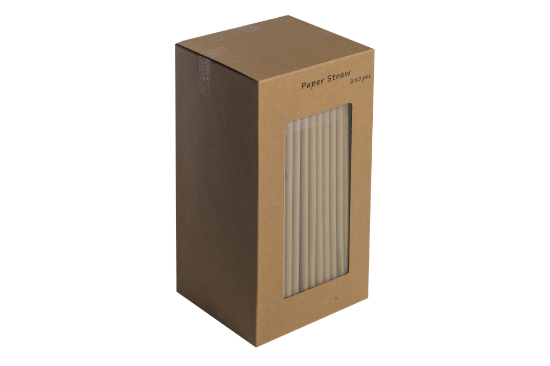 Picture of Pack Of 250 Kraft Paper Drinking Straws 8" Biodegradable 6mm Bore