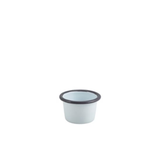 Picture of Enamel Ramekin White With Grey Rim 7cm Dia 90ml/3.2oz (12)