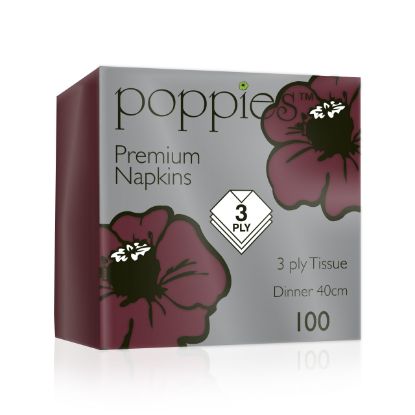 Picture of Napkin Dinner 39cm X 39cm Bordeaux 3 Ply (100)