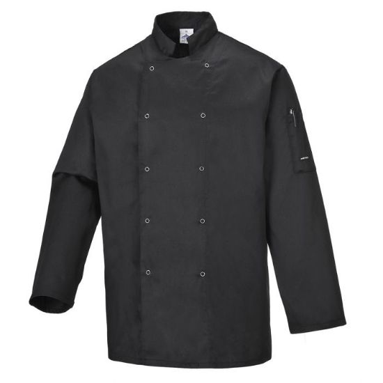 Picture of Suffolk Chef's Long Sleeve Jacket Black Size Medium