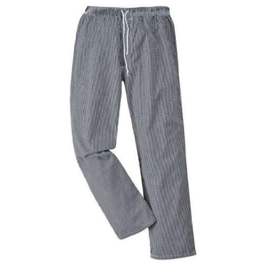 Picture of Bromley Chefs Trousers Black/White Check Size Medium