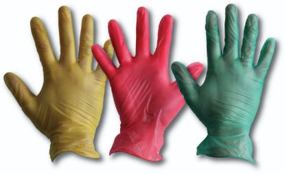 Picture of Jangro Vinyl Disposable Gloves Powder Free Red - Large (100)