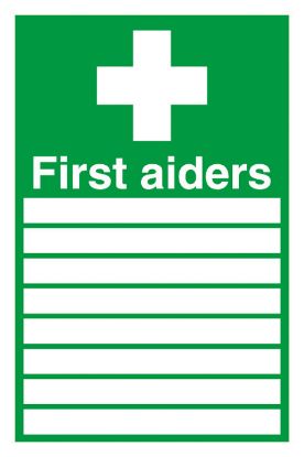 Picture of First Aiders (With Spaces) And Symbol 300x200 Rigid