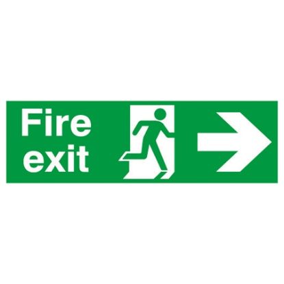 Picture of Fire Exit With Symbol And Arrow Right Sign 150x450 S/A