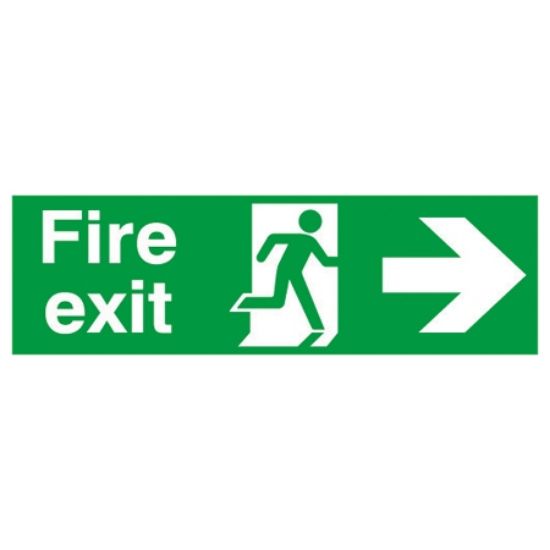 Picture of Fire Exit With Symbol And Arrow Right Sign 150x450 S/A