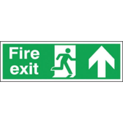 Picture of Fire Exit Man Running Arrow Up Sign S/A 150x450mm