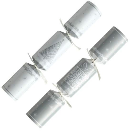 Picture of 2024 White And Silver Tree 10" Christmas Cracker Recyclable  (100)