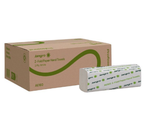 Picture of Jangro Z Fold Hand Towel 2ply White 240mm x 215mm (Case of 3000)