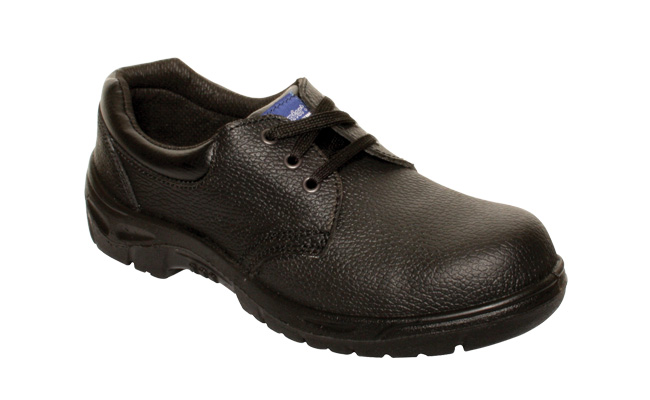 Comfort Grip Black Leather Safety Shoes