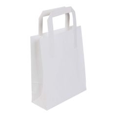 Handled White Paper Carrier Bag 8" (Case of 250)