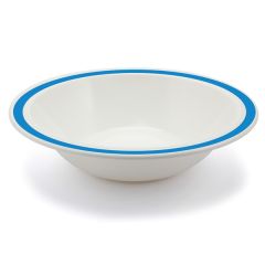 Blue Rimmed White Polycarbonate Bowl 6.8" (12)
