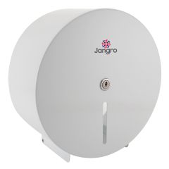 Jangro White Metal Jumbo Toilet Roll Dispenser
