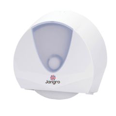 Jangro White Plastic Jumbo & Mini Jumbo Toilet Roll Dispenser
