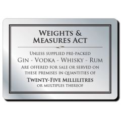 Weights & Measures Act 25ml Sign