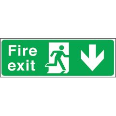 Rigid Fire Exit Sign With Running Man & Arrow Down 150x450mm