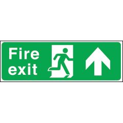 Rigid Fire Exit Sign With Running Man & Arrow Up 150x450mm