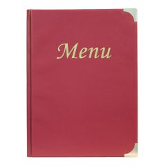 Classic Wine Red A4 Menu Holder 8 Pages