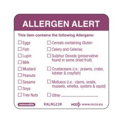 Allergy Removable Food Safety Labels (500)