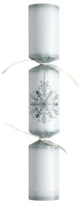 SILVER AND WHITE SNOWFLAKE CRACKER 12"   (50)