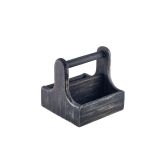 SMALL BLACK WOODEN TABLE CADDY