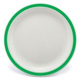 Green Rimmed White Polycarbonate Plate 6.7" (12)